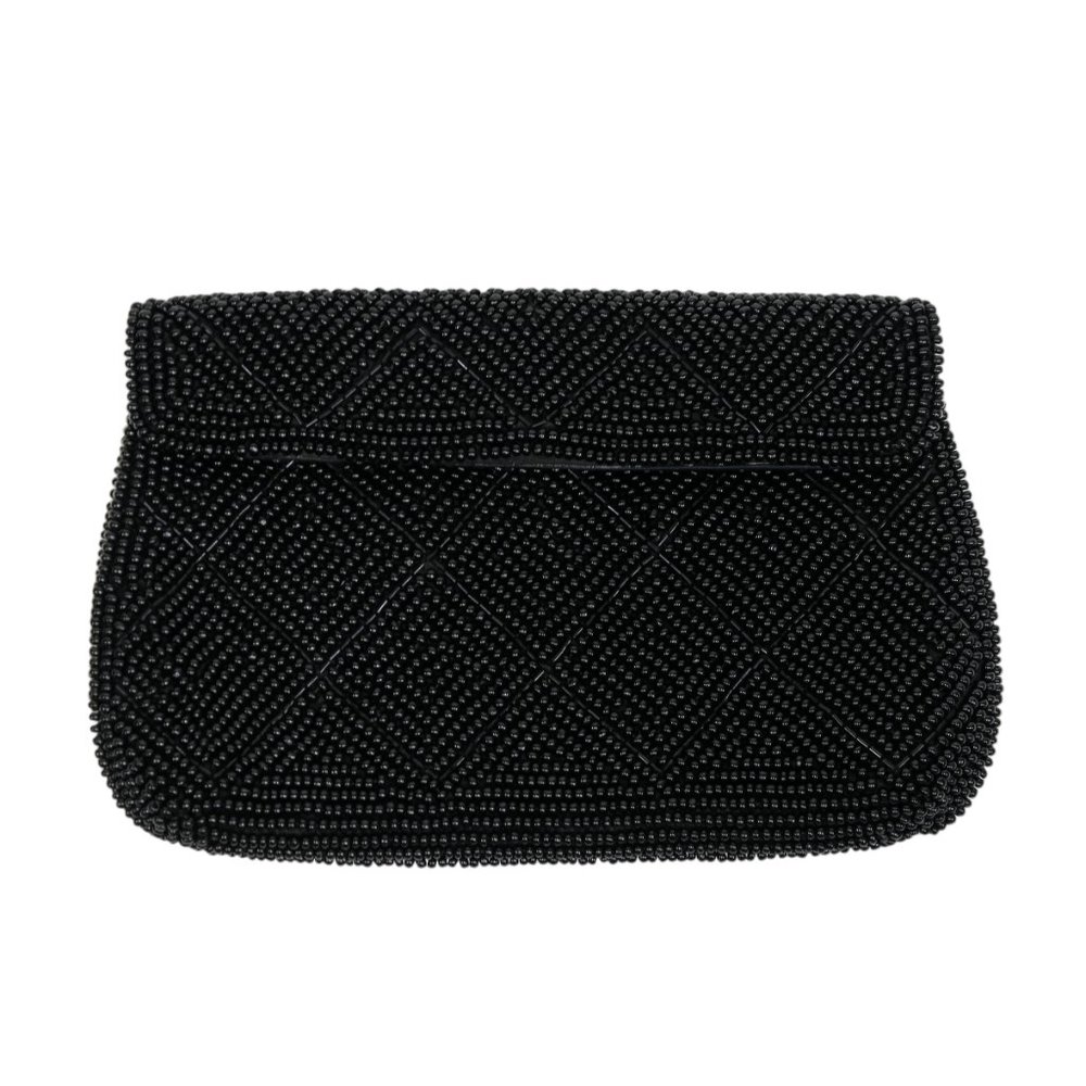 Vintage 50s Bags by Debbie Black Beaded Clutch